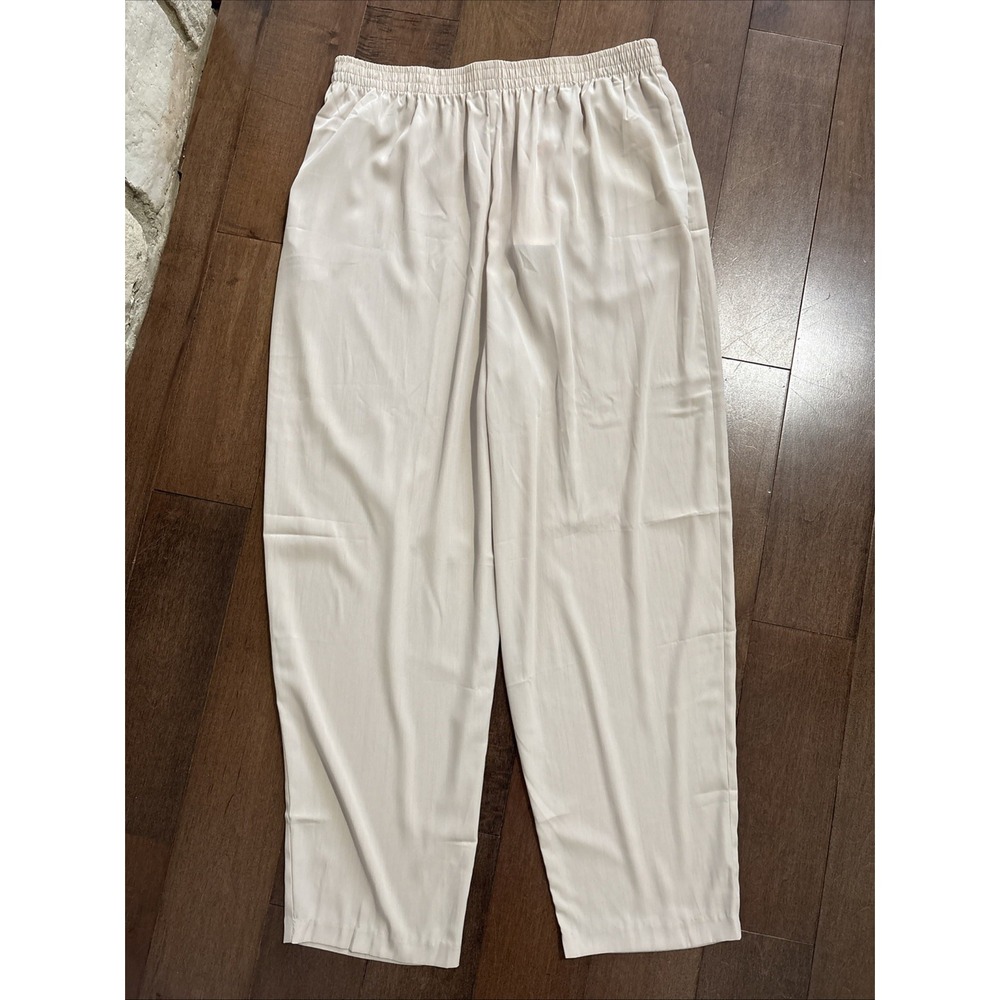 Susan Graver SG Sport Silk Feel Elastic Pull On Pants Womens 1X Beige Pocket New